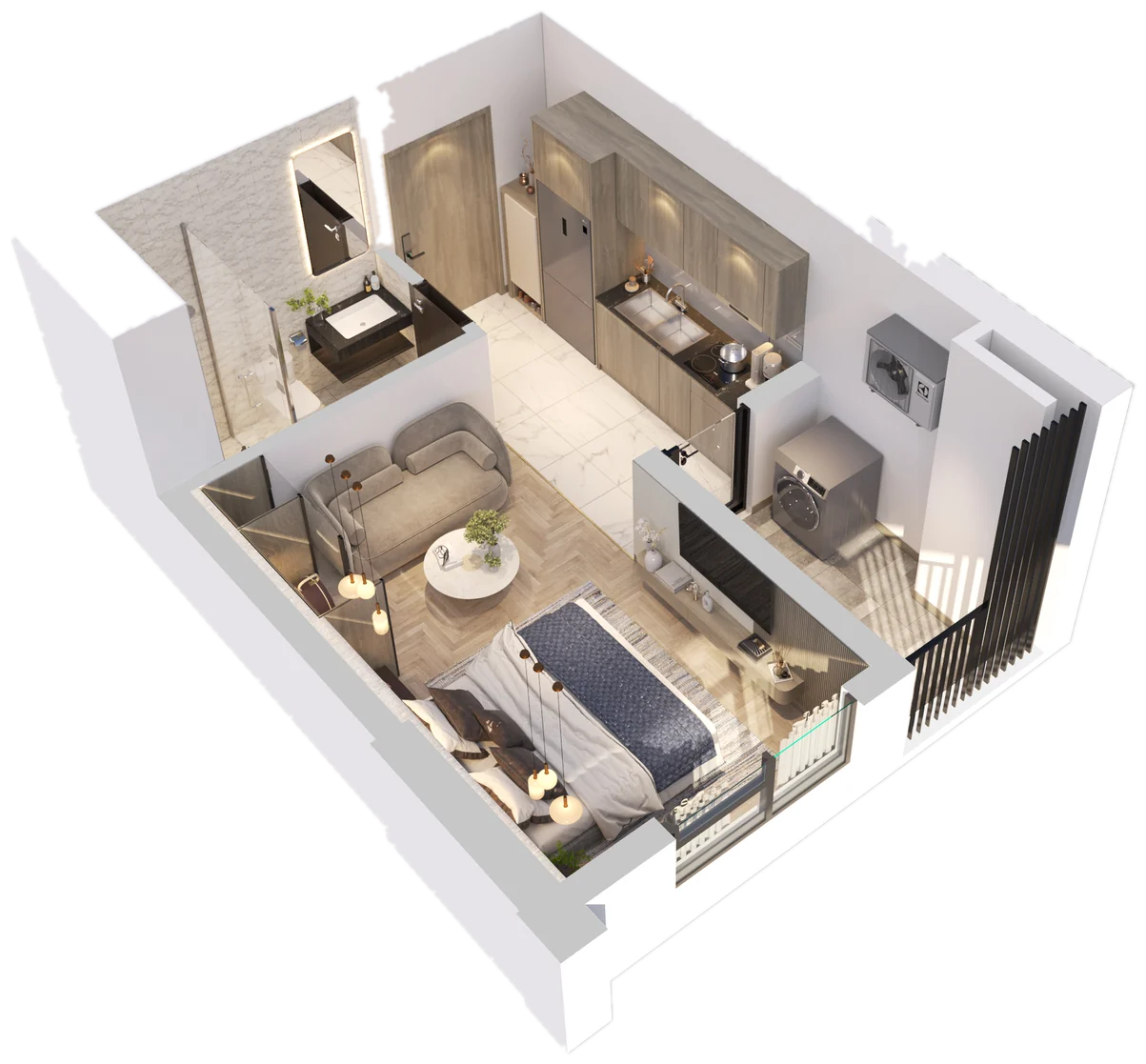 Phối cảnh 3D căn Studio